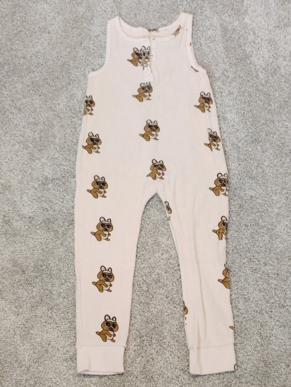 Hugo Loves Tiki Light Pink Terry Sleeveless One-Piece with Bunny Motif